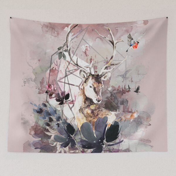 Item preview, Majestic Deer and Floral Dreams – Abstract Pastel Nature Art designed and sold by ArtStyleAlice.
