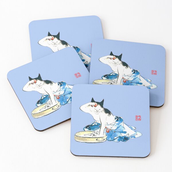 Item preview, Utagawa Hiroshige Ukioy-e Humorous Japanese Cat Bathing II designed and sold by Pixelchicken.
