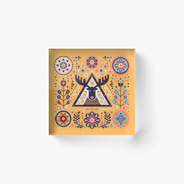 Item preview, Folk art Moose Crossing – Scandinavian Slow TV Wonder by heidiannemorris © designed and sold by FOLK ART FUSION by heidiannemorris.