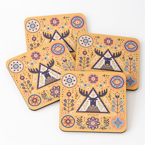 Item preview, Folk art Moose Crossing – Scandinavian Slow TV Wonder by heidiannemorris © designed and sold by FOLK ART FUSION by heidiannemorris.