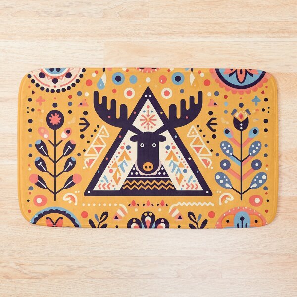 Item preview, Folk art Moose Crossing – Scandinavian Slow TV Wonder by heidiannemorris © designed and sold by FOLK ART FUSION by heidiannemorris.