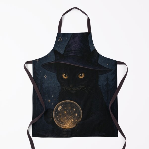 Item preview, Mystical witch cat with crystal ball designed and sold by TheMysticCats.