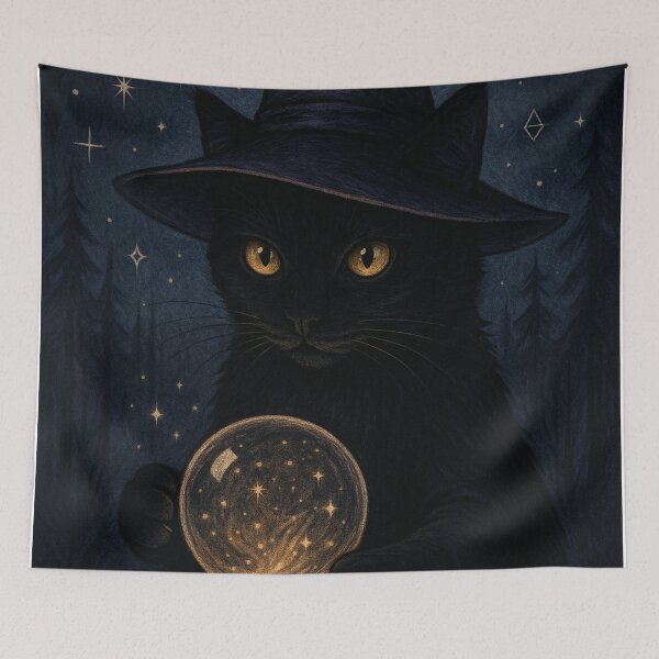 Item preview, Mystical witch cat with crystal ball designed and sold by TheMysticCats.