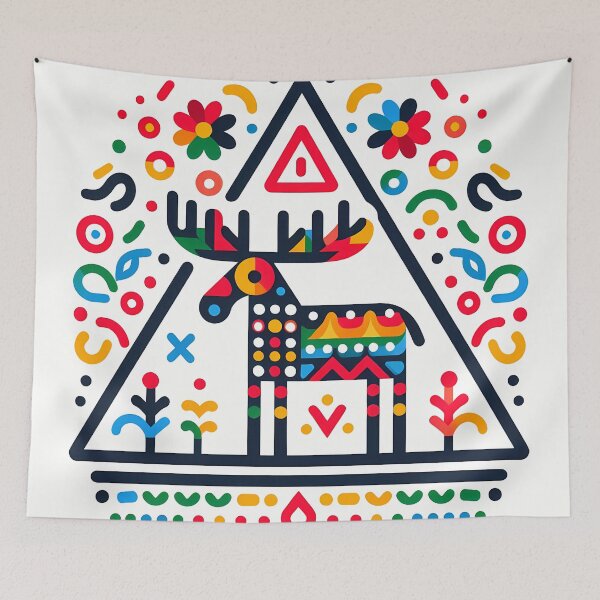 Item preview, Lost in the Forest – Colourful Moose Crossing Sign by heidiannemorris © designed and sold by FOLK ART FUSION by heidiannemorris.