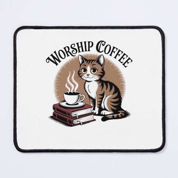 Item preview, Worship Coffee Cute Cat – Retro Funny Cat Coffee Art designed and sold by ARTReMi.