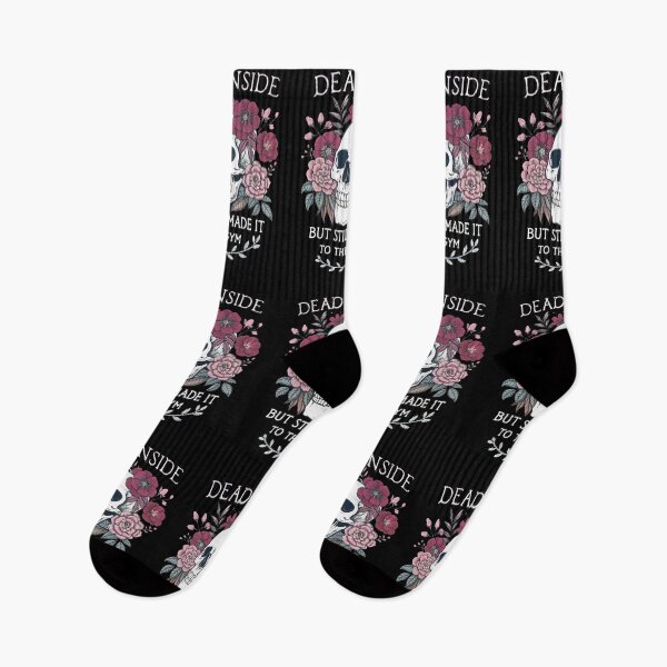 Item preview, Dead Inside But Still Made It To The Gym – Funny Skull and Flowers Gym Motivation - dark background designed and sold by pixelated_echoes.