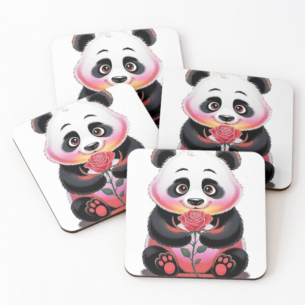 Item preview, Cute Cartoon Panda Holding Red Rose - Panda Lover Gift, Animal Flower Art, Adorable Panda Illustration designed and sold by Pro AguiZoul Art.