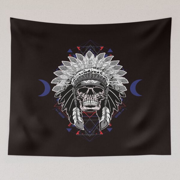 Item preview, Indian skull native feathers aboriginal skull designed and sold by ReneMM.