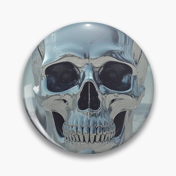 Item preview, Shiny reflective chrome silver skull designed and sold by mystiquelicorne.