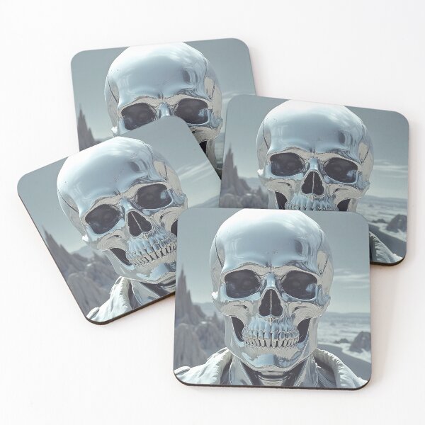 Item preview, Shiny reflective chrome silver skull designed and sold by mystiquelicorne.