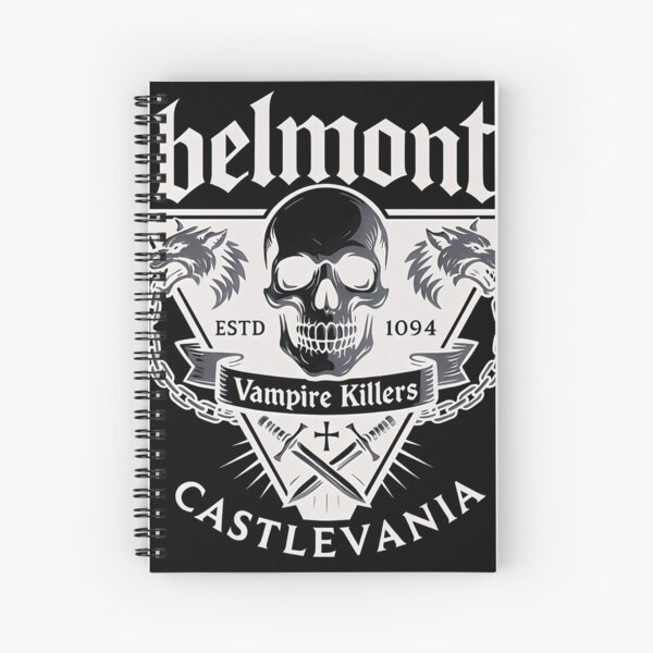 Artikel-Vorschau von Belmont Vampire Killers | Castlevania Fanart | Weiß auf Schwarz Gothic Logo-Design für Netflix Warriors, designt und verkauft von WAUZ.