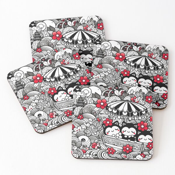 Item preview, Kawaii Back and White Japanese Patterns Allover Print 15 designed and sold by JohnnyVillas.