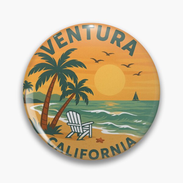 Item preview, Ventura California Retro Beach Sunset Design | Vintage Coastal Art | Summer Vibes Illustration | Ocean and Surf Graphic designed and sold by CircinusStore.