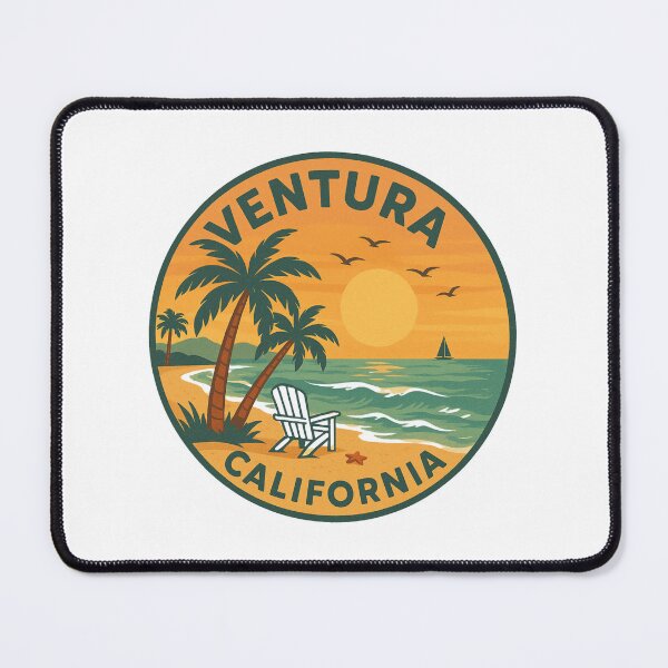 Item preview, Ventura California Retro Beach Sunset Design | Vintage Coastal Art | Summer Vibes Illustration | Ocean and Surf Graphic designed and sold by CircinusStore.