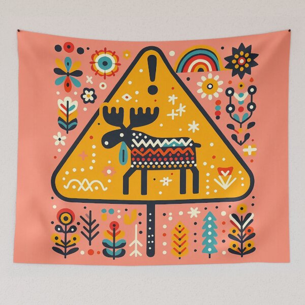 Item preview, Midnight Migration – Colourful Moose Watching Magic by heidiannemorris © designed and sold by FOLK ART FUSION by heidiannemorris.