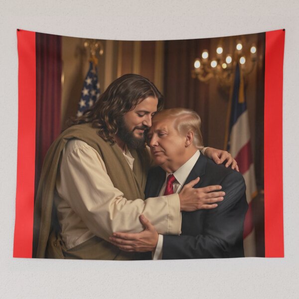Item preview, Donald Trump Embraced by Jesus Christ  designed and sold by RedWaveGals.