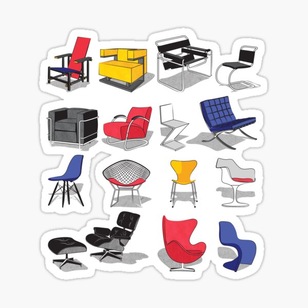 Have a seat in Bauhaus style and influence // cardboard grey background Sticker