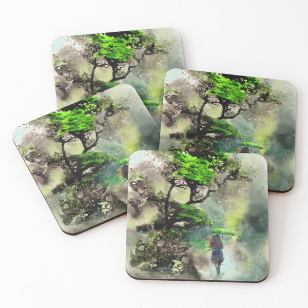 Item preview, Green Umbrella Walk – Dreamy Watercolor Forest Scene designed and sold by ArtStyleAlice.