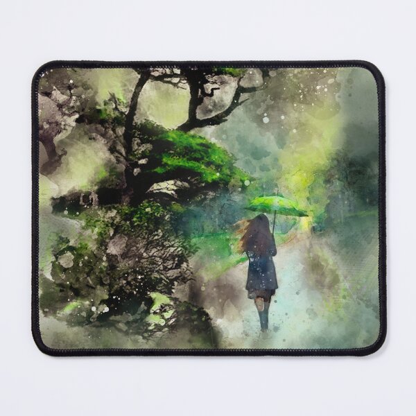 Item preview, Green Umbrella Walk – Dreamy Watercolor Forest Scene designed and sold by ArtStyleAlice.