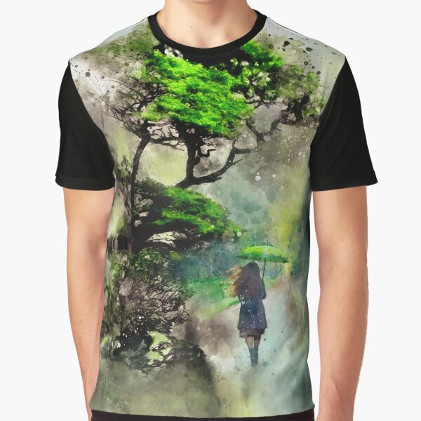 Aperçu de l'œuvre Promenade sous le parapluie vert – Scène de forêt aquarelle de rêve créée et vendue par ArtStyleAlice.