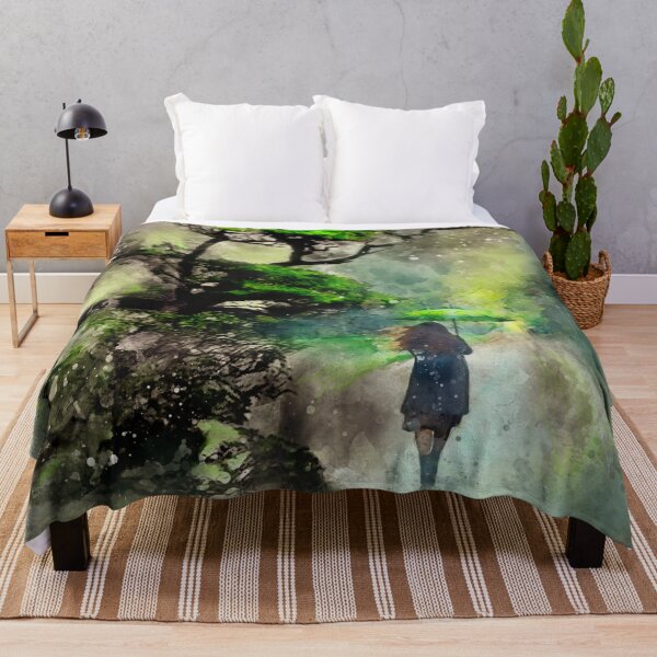 Item preview, Green Umbrella Walk – Dreamy Watercolor Forest Scene designed and sold by ArtStyleAlice.
