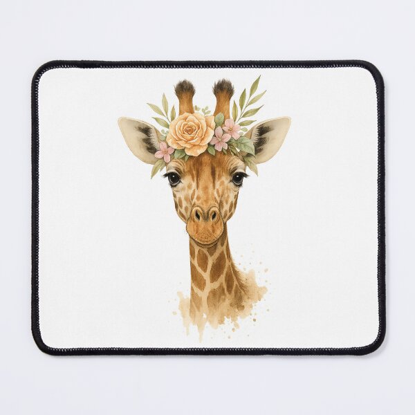 Item preview, Boho Giraffe with Floral Wreath – Watercolor Animal Art designed and sold by Print-Zoo.
