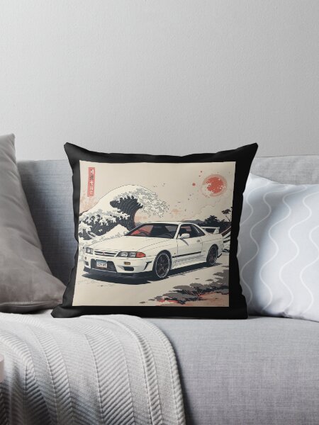 Item preview, White R32 GTR x Great Wave Retro Art designed and sold by TheArtOfCar.