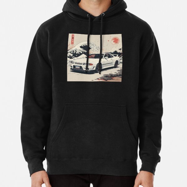 Item preview, White R32 GTR x Great Wave Retro Art designed and sold by TheArtOfCar.