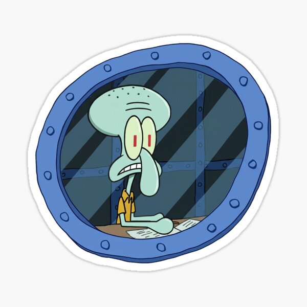 Squidward's Stressful Desk Window View Sticker