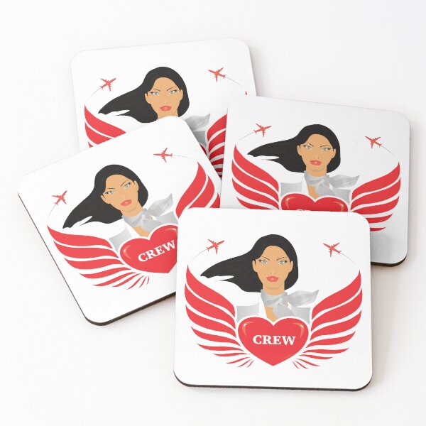 Item preview, Cabin Crew / Air Hostess - 'Crew' Heart with Wings - V1W (White) designed and sold by DesignsByLawerg.