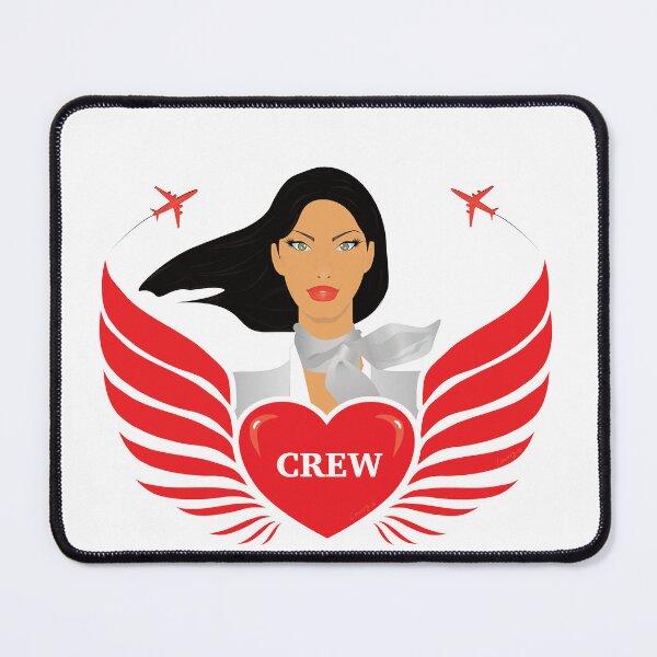 Item preview, Cabin Crew / Air Hostess - 'Crew' Heart with Wings - V1W (White) designed and sold by DesignsByLawerg.