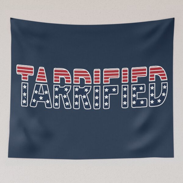 Item preview, Tarrified – Bold Political Statement on 2025 Trump Tariffs - Dark Background designed and sold by pixelated_echoes.