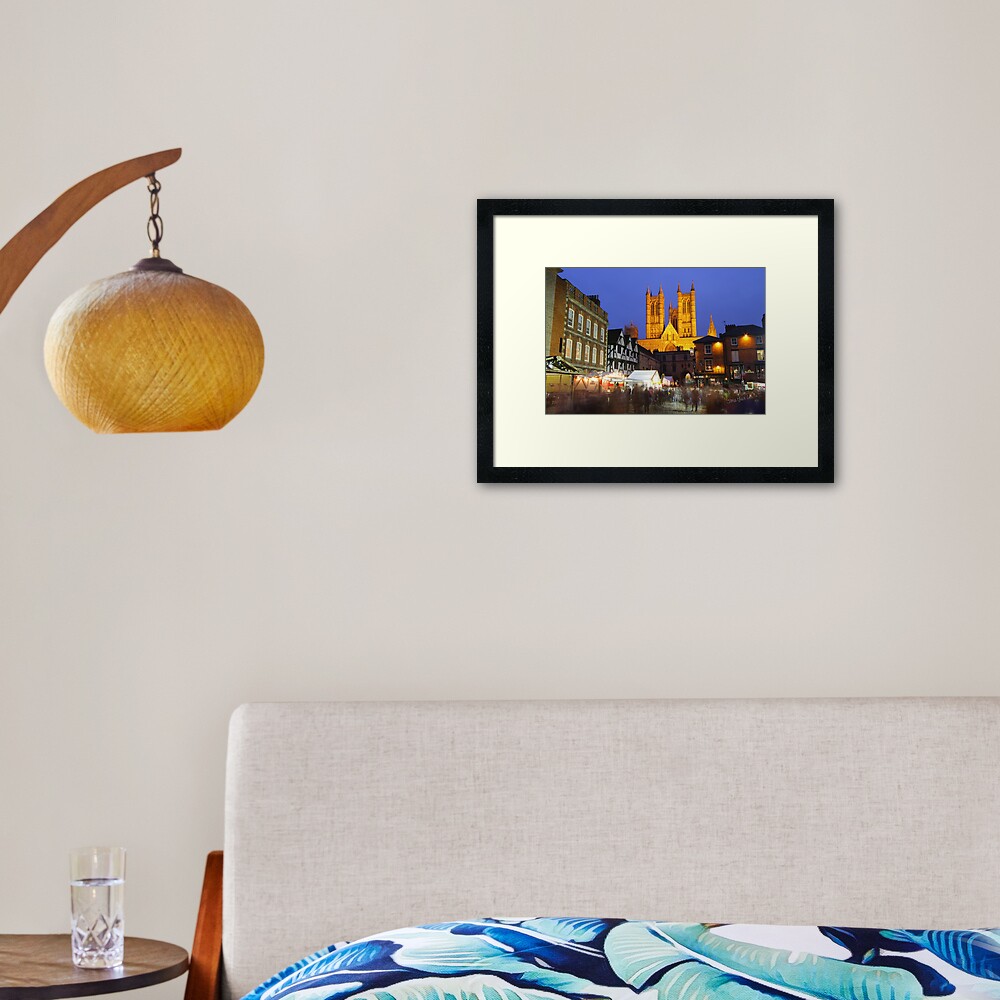 Lincoln Cathedral Christmas Market Framed Art Print