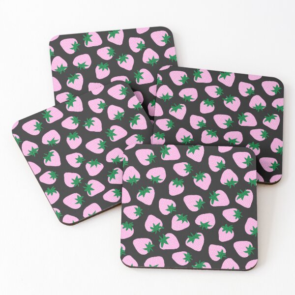 Item preview, Black & Pale Pink Bold Modern Tossed All-Over Strawberry Pattern designed and sold by Valerie Englehart.