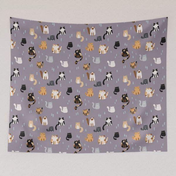 Item preview, Cute Jelly Bean Cats Crayon Drawing Pattern - Hazy Lilac Purple designed and sold by Valerie Englehart.
