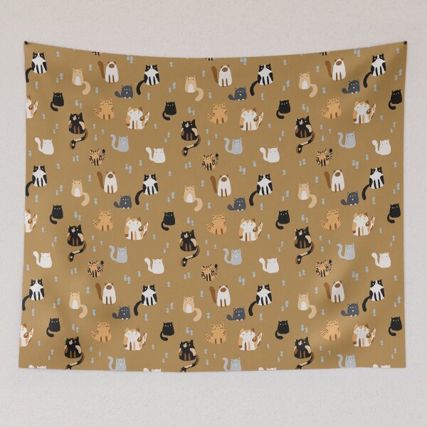 Item preview, Cute Jelly Bean Cats Crayon Drawing Pattern - Khaki Tan Brown designed and sold by Valerie Englehart.