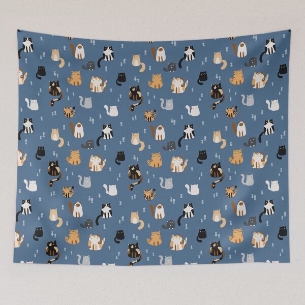 Item preview, Cute Jelly Bean Cats Crayon Drawing Pattern - Cadet Blue designed and sold by Valerie Englehart.