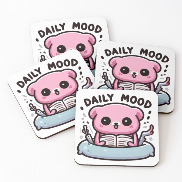 Item preview, Cute Daily Mood Sticker - Pink Bear Reading in Floatie designed and sold by MustHaveSticker.