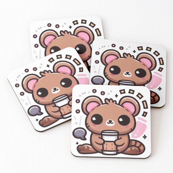 Item preview, Cute Bear with Coffee Sticker - Kawaii Brown Bear Sipping Latte designed and sold by MustHaveSticker.