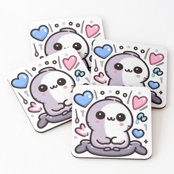 Item preview, Cute White Blob with Hearts Sticker - Kawaii Love Character designed and sold by MustHaveSticker.