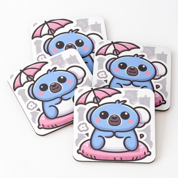 Item preview, Cute Blue Koala with Umbrella Sticker - Kawaii Rainy Day Design designed and sold by MustHaveSticker.