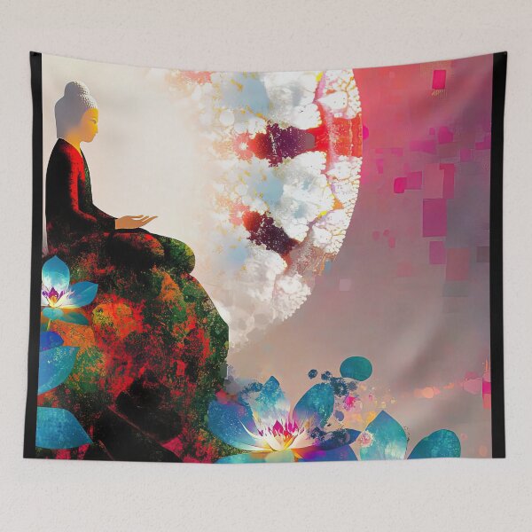 Item preview, Crimson Sky, Azure Bloom: A Moment of Stillness designed and sold by bloorose.