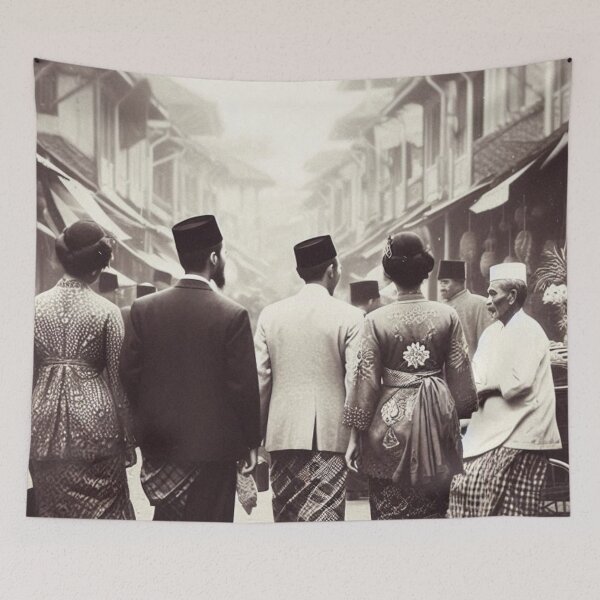 Item preview, Bustling 1920s Lampung – AI Artwork Vintage Black and White Urban Scene for City Lovers, Travelers, and History Fans designed and sold by knalpot-design.