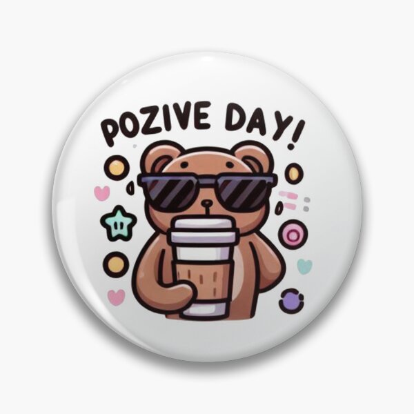Item preview, Pozive Day Bear with Sunglasses Sticker - Cute Coffee Vibes designed and sold by MustHaveSticker.