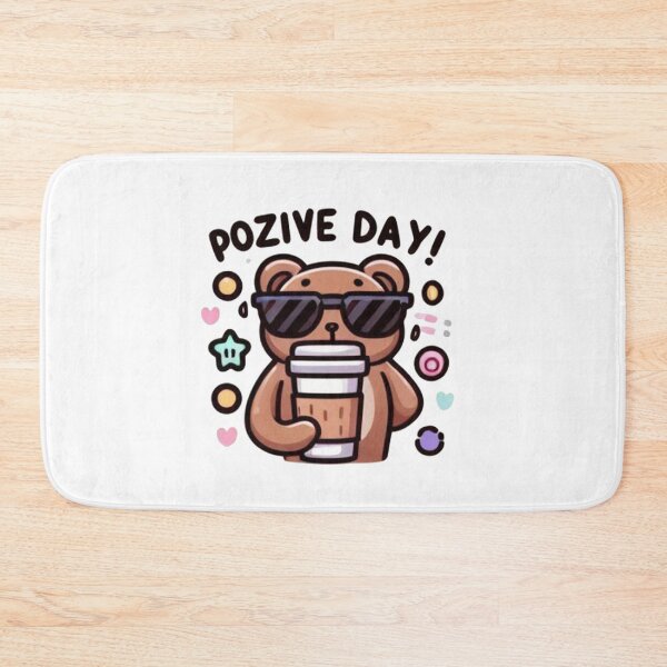 Item preview, Pozive Day Bear with Sunglasses Sticker - Cute Coffee Vibes designed and sold by MustHaveSticker.