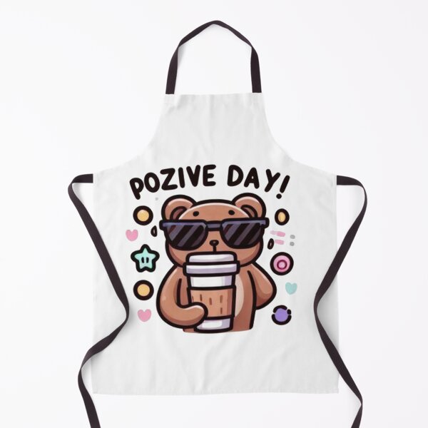 Item preview, Pozive Day Bear with Sunglasses Sticker - Cute Coffee Vibes designed and sold by MustHaveSticker.