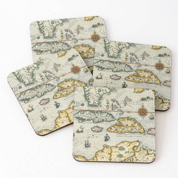 Item preview, 16th Century Map of Caribbean Sea Monsters designed and sold by Pixelchicken.