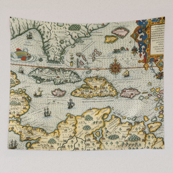 Item preview, 16th Century Map of Caribbean Sea Monsters designed and sold by Pixelchicken.