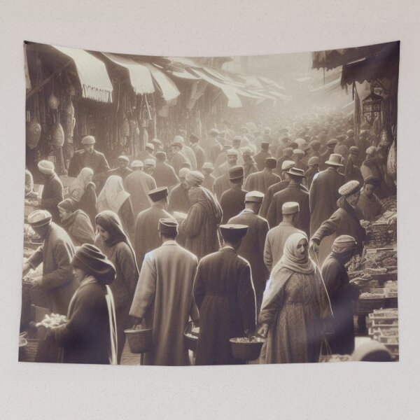 Item preview, Bustling 1920s Marrakesh – AI Artwork Vintage Black and White Urban Scene for City Lovers, Travelers, and History Fans designed and sold by knalpot-design.