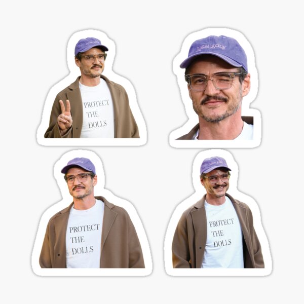 Vista previa del artículo con la obra «Paquete de pegatinas de Pedro Pascal "Protege a las muñecas"», diseñado y vendido por mymochimarket.